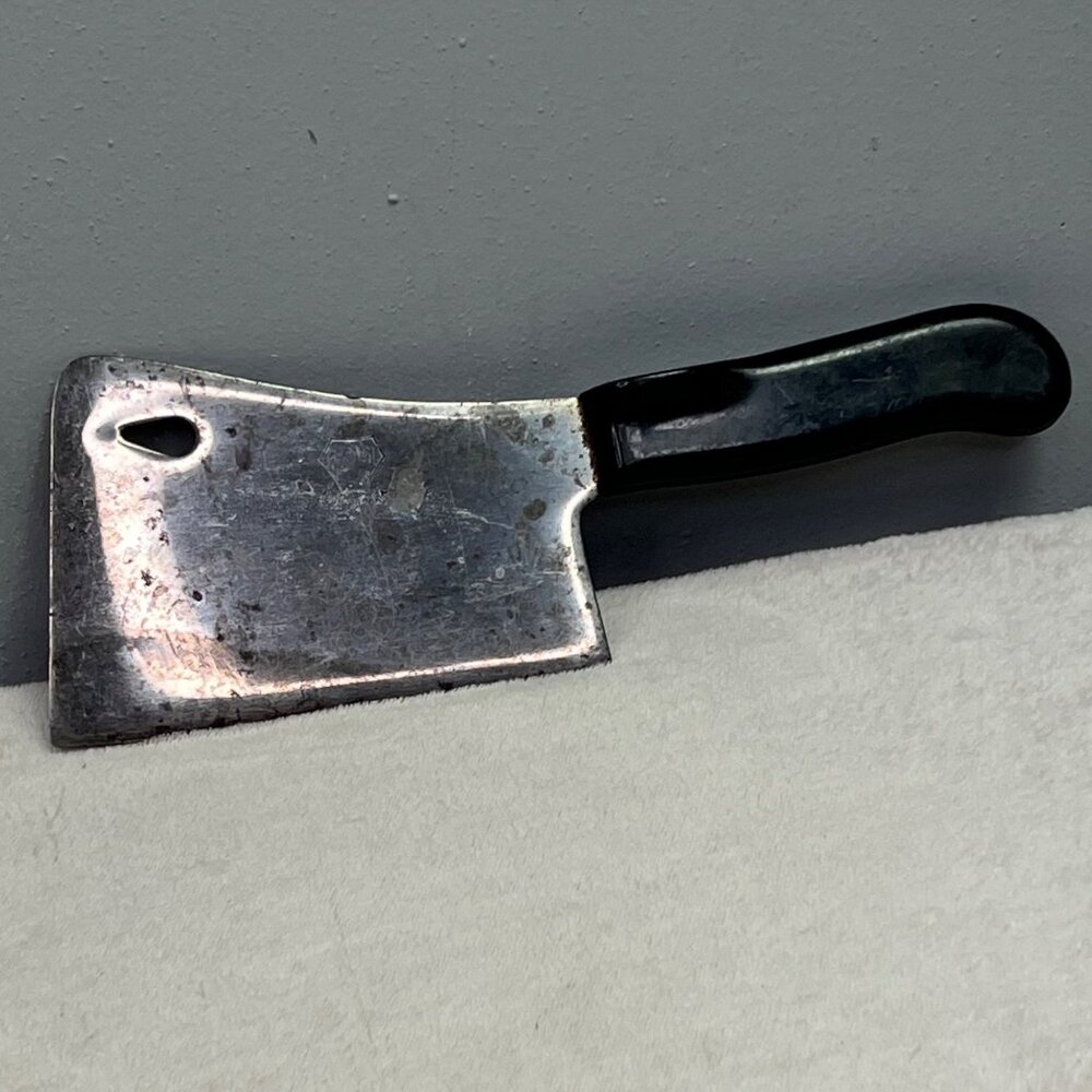 Vintage Briddell Meat Cleaver 11" Long 6" Blade USA Made Black
